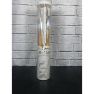 18 NEW Brushes bristle artist Handles Natural Canvas Case 9 flat 9 round set